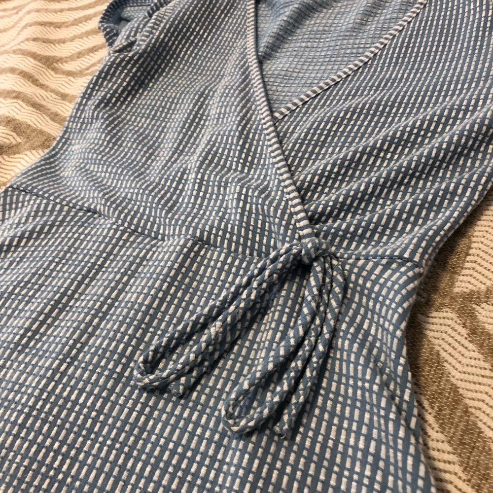 Caution To The Wind Sky Blue Wrap Midi Dress - Picture 11 of 11
